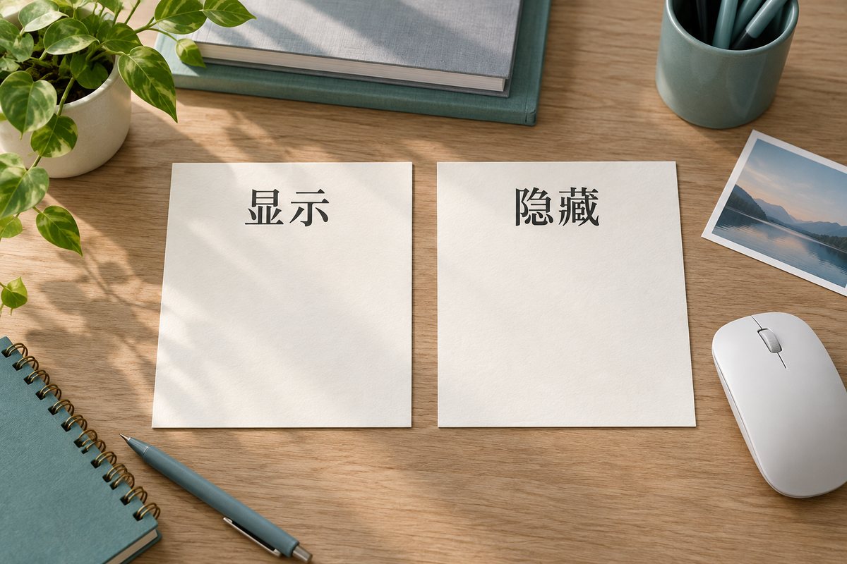 显示和隐藏两张说明卡放在鼠标旁