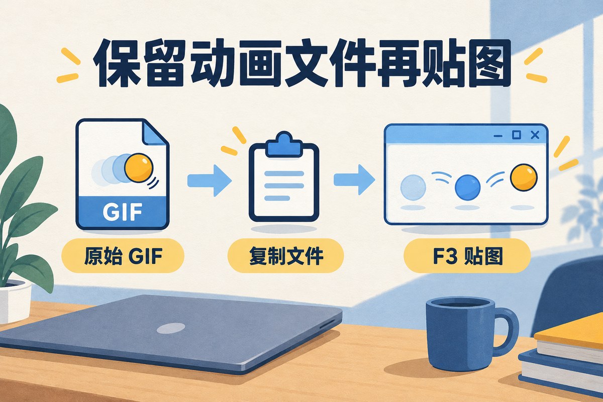 GIF贴图输入示意：保留原始GIF文件，复制文件后使用F3贴图
